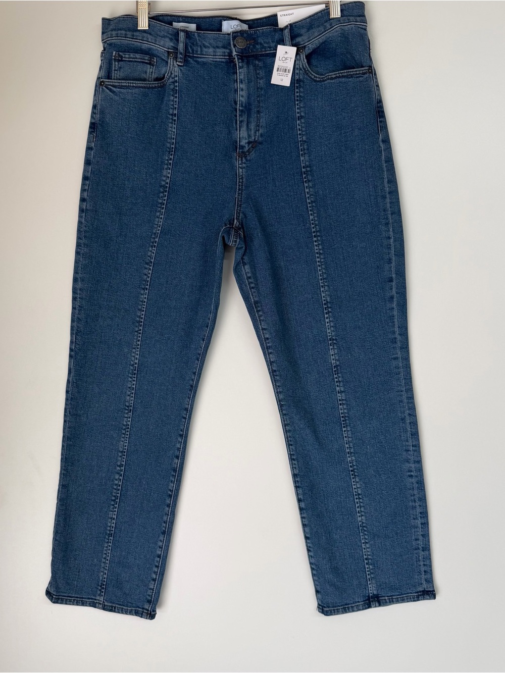 LOFT Mid-Rise Straight Leg Jeans - Dark Blue - Picture 2 of 9